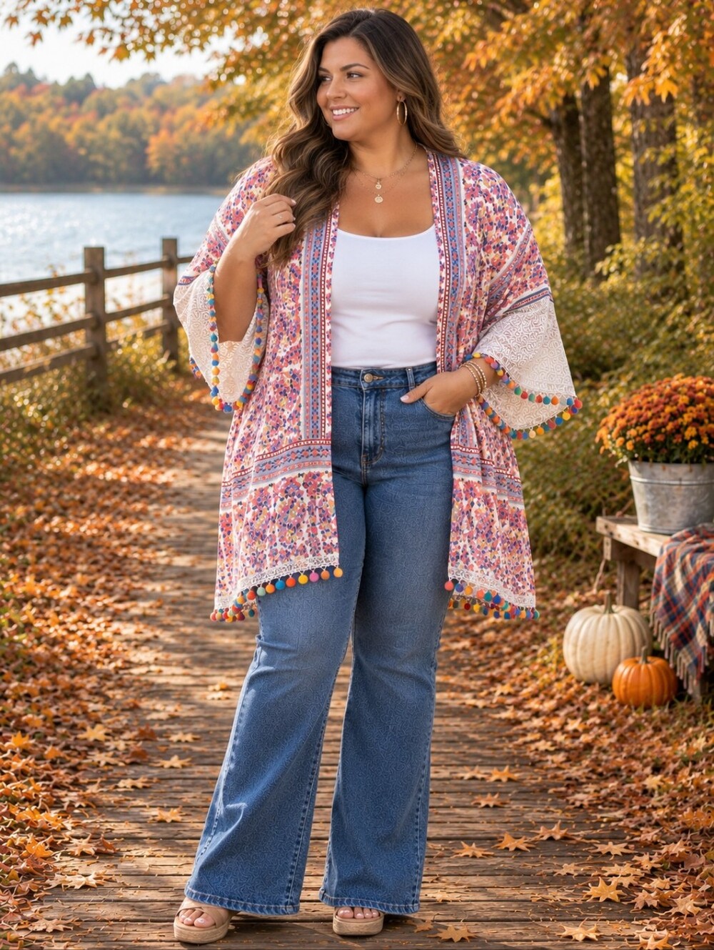 Boho Kimono Top Bohemian Plus Size - Picture 11 of 14